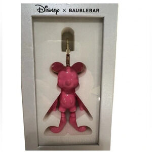 DISNEY X BAUBLEBAR Barbie Bubblegum Pink Mickey Mouse Keychain Bag Charm NEW NWT
